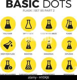 Flask flat icons vector set Stock Vector