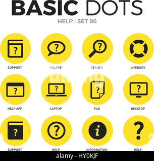 Help flat icons vector set Stock Vector