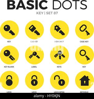Key flat icons vector set Stock Vector