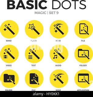 Magic flat icons vector set Stock Vector