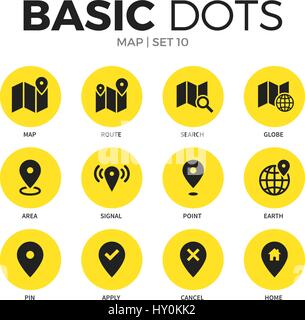 Map flat icons vector set Stock Vector