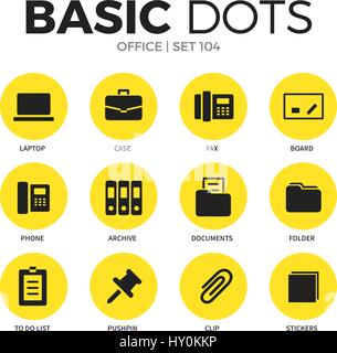 Office flat icons vector set Stock Vector