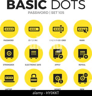 Password flat icons vector set Stock Vector