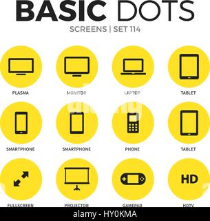 Screens flat icons vector set Stock Vector