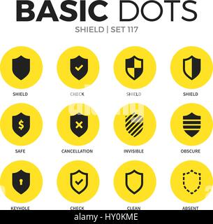 Shield flat icons vector set Stock Vector