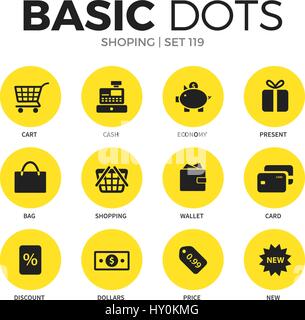 Shoping flat icons vector set Stock Vector