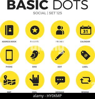 Social flat icons vector set Stock Vector