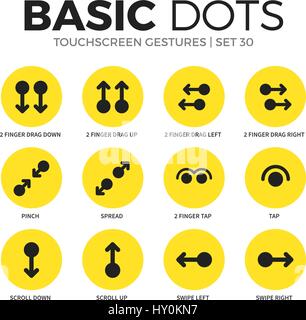 Touchscreen gestures flat icons vector set Stock Vector