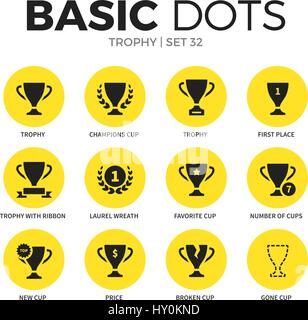 Trophy flat icons vector set Stock Vector
