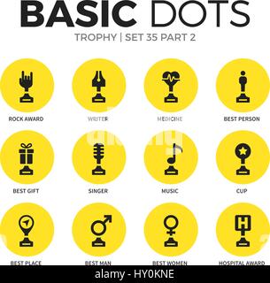 Trophy flat icons vector set Stock Vector