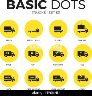 Trucks flat icons vector set Stock Vector