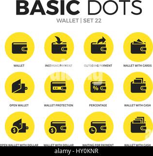 Wallet flat icons vector set Stock Vector
