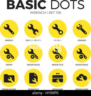 Wrench flat icons vector set Stock Vector