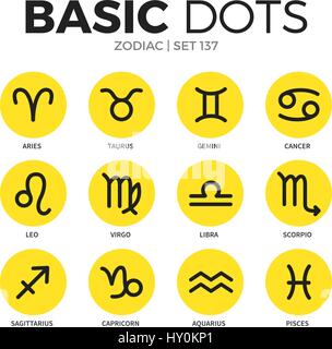 Zodiac flat icons vector set Stock Vector