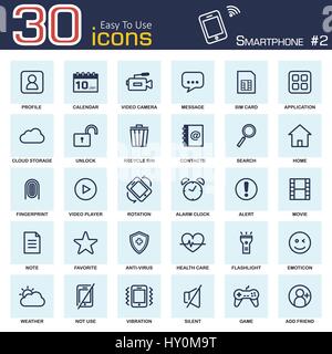 Smartphone system icon set 2 . outline style . Stock Vector