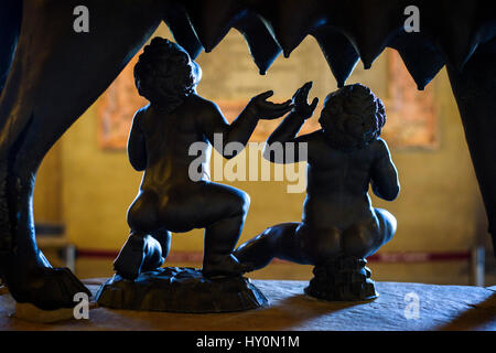 Rome. Italy. Capitoline She-wolf suckling the twins Romulus & Remus, the mythical founders of Rome, Capitoline Museum. Musei Capitolini. Stock Photo