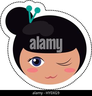 kokeshi head traditional culture Stock Vector