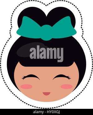 kokeshi head traditional culture Stock Vector