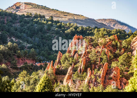 Aerial view of garden of the gods canyons in Colorado Stock Photo