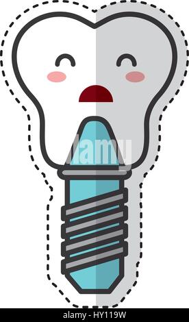 tooth implant character icon Stock Vector