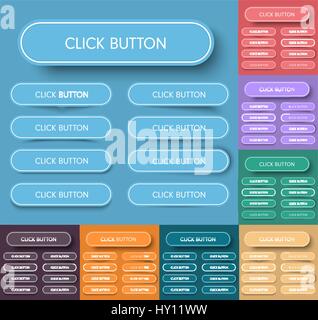 Web Button Rounded Corners set of rectangular buttons with rounded corners with an outer stroke ...