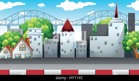 Scene with many buildings in city illustration Stock Vector Image & Art ...