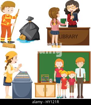 People doing different types of jobs illustration Stock Vector