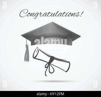 Congratulations card template with graduation cap illustration Stock Vector