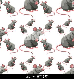 Seamless background with gray mouses illustration Stock Vector