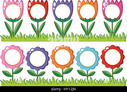 Seamless flowers with writing space in middle illustration Stock Vector