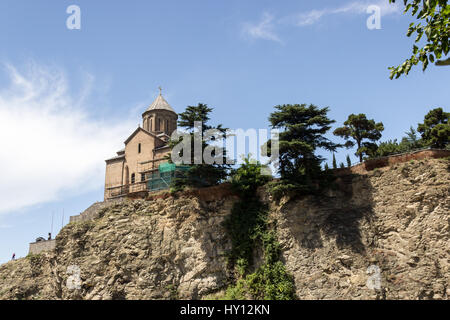 peaceful vie of old town Tblisi ,Metekhi Church Stock Photo