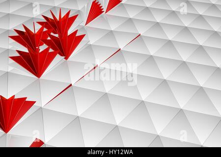 Abstract 3d rendering of red white surface. Background with futuristic low poly shape Stock Photo