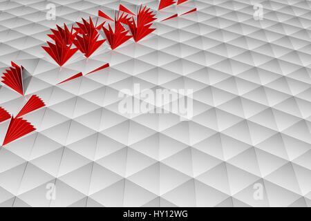 Abstract 3d rendering of red white surface. Background with futuristic low poly shape Stock Photo