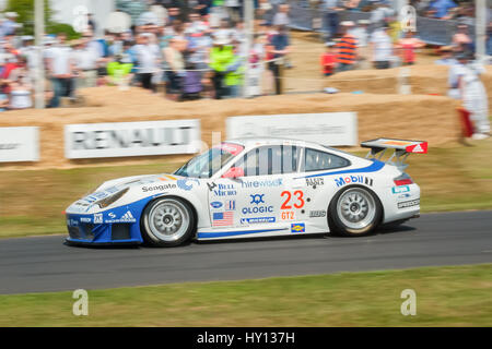 Goodwood, UK - July 13, 2013: Porsche GT2 sports-car on the Festival of Speed hill climb course at Goodwood, UK Stock Photo