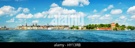 View to Stockholm with a ferry from sea Stock Photo