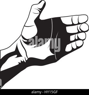 sketch silhouette right hand holding something Stock Vector