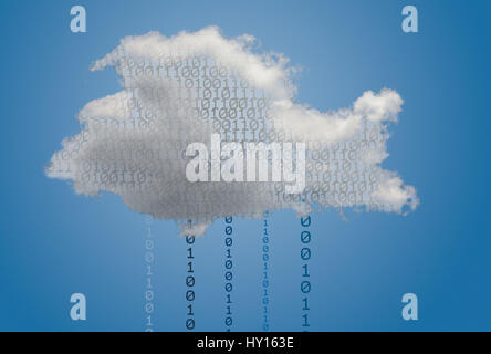 Concept image for cloud computing and cloud security for online applications showing digital bits inside web services platform Stock Photo