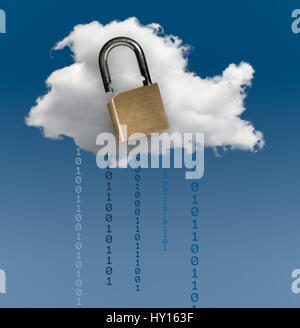 Concept image for cloud computing cyber crime security and secure online applications showing secure or insecure cloud storage Stock Photo