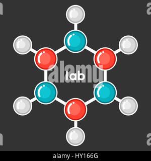 Molecular structure emblem. Research concept in flat style Stock Vector