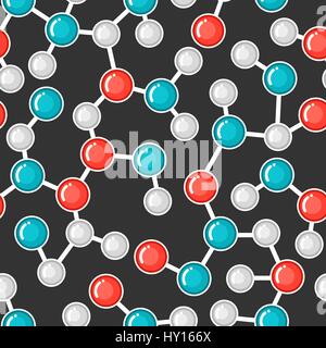 Seamless pattern with molecular structure. Abstract molecules in flat style Stock Vector