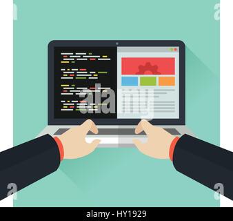 Coding font of Laptop, Flat vector illustration Stock Vector