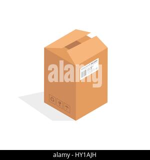 Isometric Box, cardboard design illustration Stock Vector