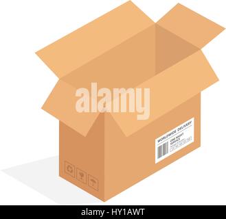 Open cube box. Isometric cardboard parcel package Stock Vector Image ...
