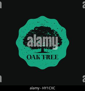 Oak Tree Symbol, Grunge Styled design illustration Stock Vector