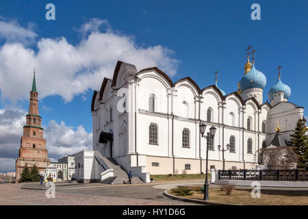 Annunciation cathedral and Soyembika tower, Kazan Kremlin, Tatarstan Republic Russia Stock Photo