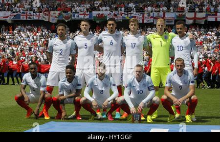 ENLISH TEAM GROUP ENGLAND V WALES EURO 2016 GRO STADE FELIX BOLLAERT-DELELIS LENS FRANCE 16 June 2016 Stock Photo