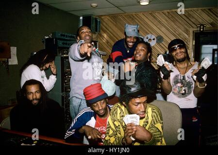 Grandmaster Flash and the Furious Five photographed in October of 1987. © Gary Gershoff / MediaPunch. Stock Photo