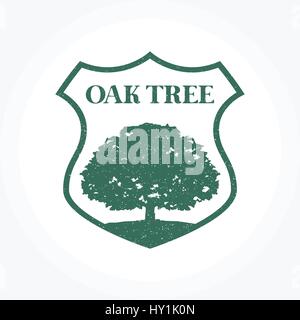 Oak Tree Symbol, Grunge Styled design illustration Stock Vector