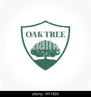 Oak Tree Symbol, Grunge Styled design illustration Stock Vector