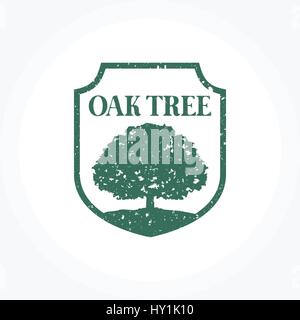 Oak Tree Symbol, Grunge Styled design illustration Stock Vector